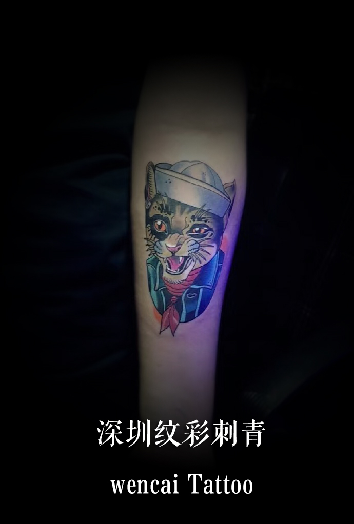 深圳纹彩纹身店的彩色小猫作品